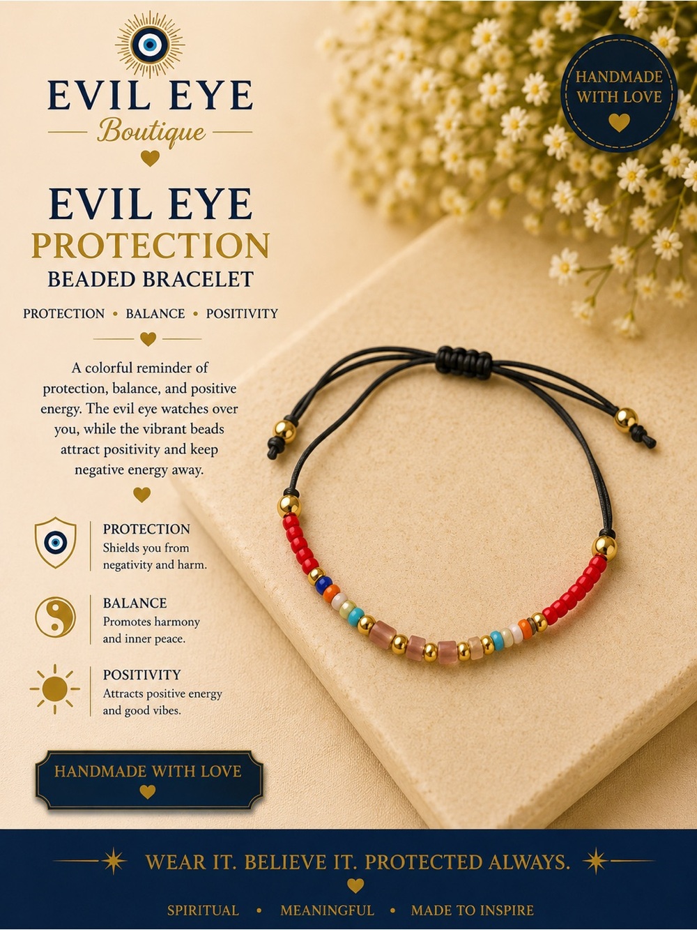 Handmade Red Beaded Protection Bracelet